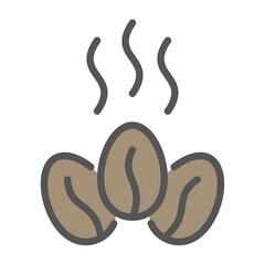 aromatherapy filled outline icon. coffee beans color line illustration.