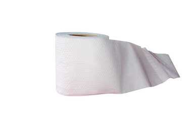 Single one soft white roll tissue toilet paper on transparent background. Toilet accessories, health care, hygienic concept