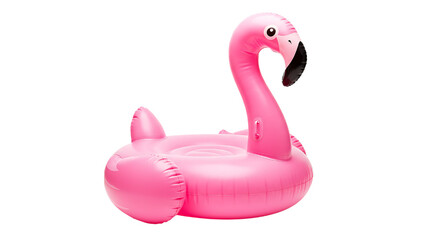 Pink pool inflatable flamingo for summer beach isolated on white background © Said Sbg