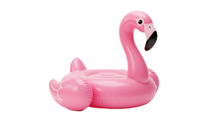 Pink pool inflatable flamingo for summer beach isolated on white background