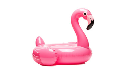 Pink pool inflatable flamingo for summer beach isolated on white background