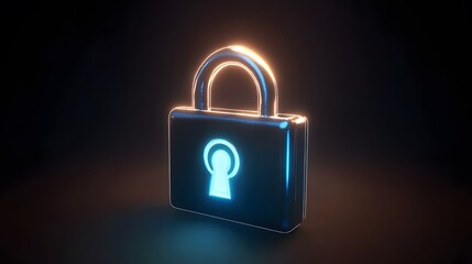 Abstract blue digital padlock symbolizing cybersecurity and data protection