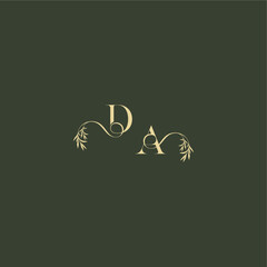 logo design concept luxury wedding monogram DA organic leaf initial letter