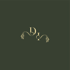 logo design concept luxury wedding monogram DI organic leaf initial letter