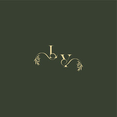 logo design concept luxury wedding monogram LY organic leaf initial letter