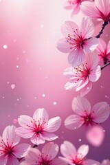 Intricate patterns of abstract pink sakura petals scattered across a dreamy, ethereal background, evoking the magic of cherry blossom season , spring, scattering