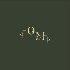 logo design concept luxury wedding monogram OM organic leaf initial letter