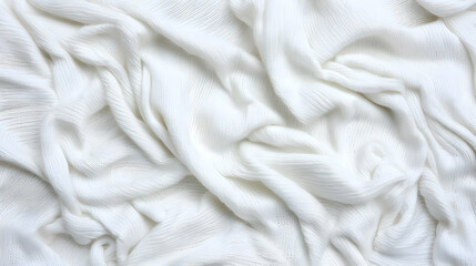 Wrinkled White Knitted Fabric Texture