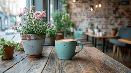 Cappuccino Coffee Rustic Cafe Setting