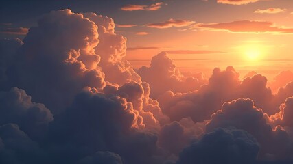 Fantasy sky with sugar cotton pink pastel clouds in a dreamy background