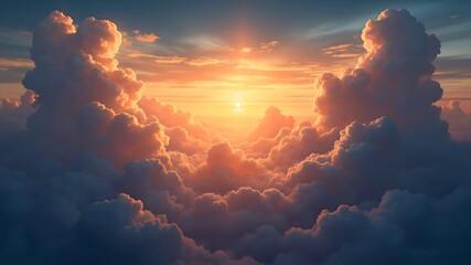 Fantasy sky with sugar cotton pink pastel clouds in a dreamy background