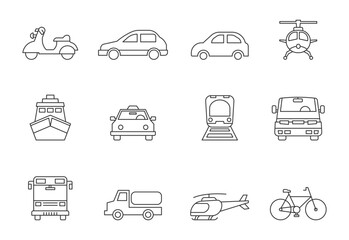 set of transport icon isolated on white background