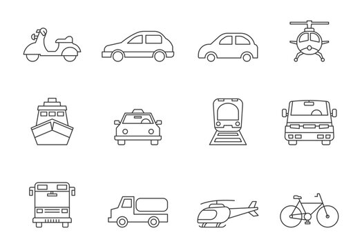 set of transport icon isolated on white background