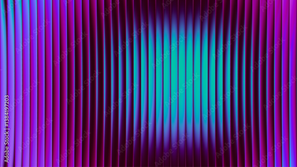 Aufkleber glowing neon waves form vibrant circular gradient with fractal glass effect and blending purple cyan