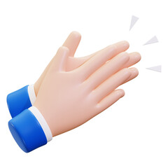 Clapping hand gesture in vibrant blue sleeve, perfect for celebratory designs, expressions of joy, positive concepts, and communication themes