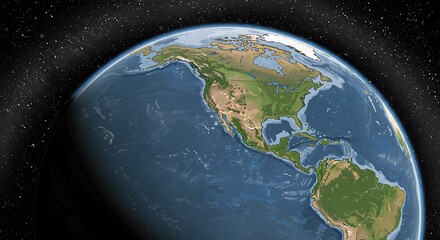 Fototapeta premium earth in space from satelite about american
