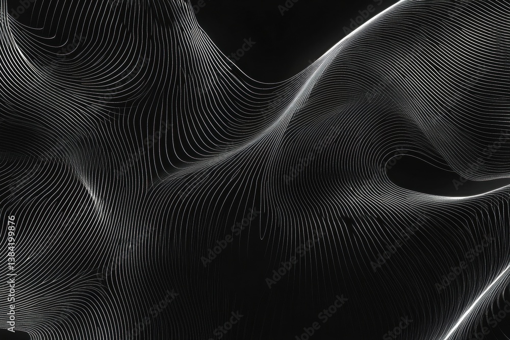 Poster Minimalist black and white abstract pattern with fine lines and smooth spacing in modern digital design