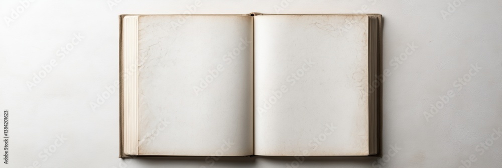 Poster Minimalist open book with blank pages illuminated by soft lighting creates an elegant and serene atmosphere for reflection or writing