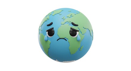 Fototapeta premium upset expression of earth cartoon animated