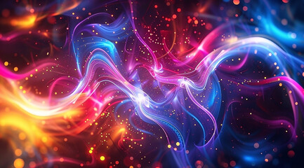 A colorful abstract background with swirling lines and glowing dots,creating an otherworldly pattern