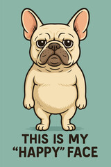 Cartoon Dog with Neutral Expression and Funny Caption Art Illustration