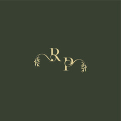 logo design concept luxury wedding monogram RP organic leaf initial letter
