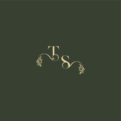 logo design concept luxury wedding monogram TS organic leaf initial letter
