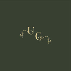 luxury wedding monogram UG logo design concept letter organic leaf initial