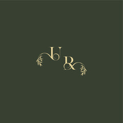 luxury wedding monogram UR logo design concept letter organic leaf initial