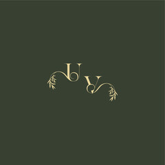 luxury wedding monogram UV logo design concept letter organic leaf initial