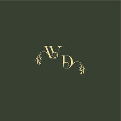 luxury wedding monogram WD logo design concept letter organic leaf initial
