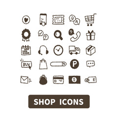 シンプルな手書き風ネットショップアイコンセット	
－オンライン・カート・検索のイラスト