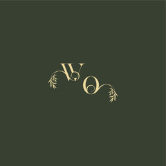 luxury wedding monogram WO logo design concept letter organic leaf initial