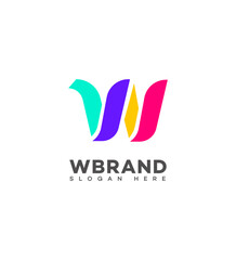 Fototapeta premium Colorful Abstract W Letter Logo Design for Brand Identity