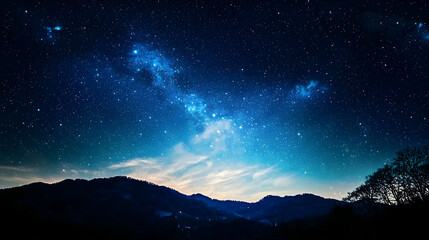 Fototapeta premium Starry Night Sky Over Mountains