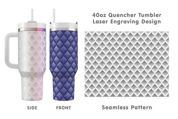 Seamless laser engraving design for 40oz tumbler. Abstract tileable pattern. Full tumbler wrap. Vector illustration.