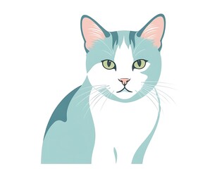 Cat art in a white background, pastel colors illustration