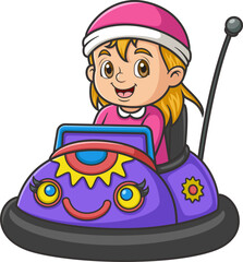 Fototapeta premium a young girl riding a bumper car