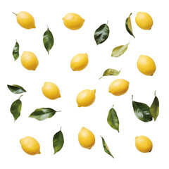 Obraz premium Lemons & Leaves: Black Background