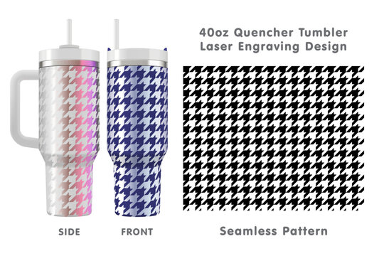 Seamless laser engraving design for 40oz tumbler. Fashion tileable pattern. Full tumbler wrap. Vector illustration.