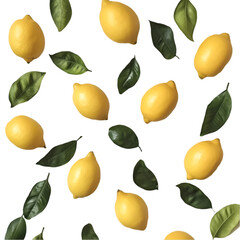 Lemons, Leaves, Black Background