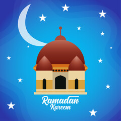 Ramadan Kareem Mosque Night Illustration