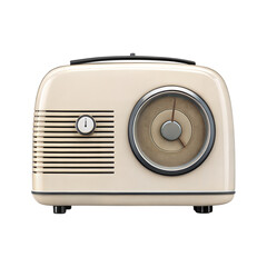 Fototapeta premium Compact Vintage Radio with Tuning Dial Isolated on White Background