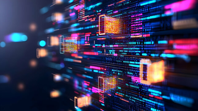 Abstract Glowing Data Stream Visualization