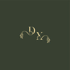 organic leaf initial DX luxury wedding monogram logo design concept letter