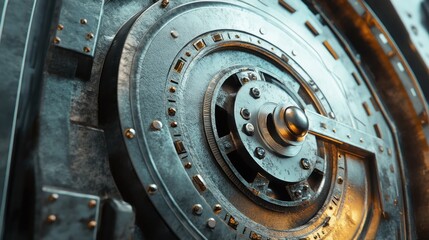 Metallic, intricate, circular mechanism