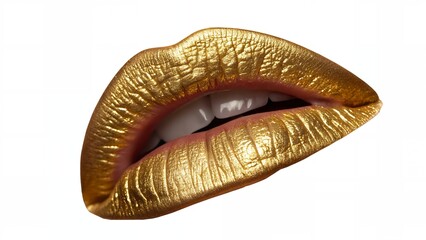 Luxe Glossy Gold Lips Closeup Beauty