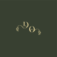 organic leaf initial DO luxury wedding monogram logo design concept letter