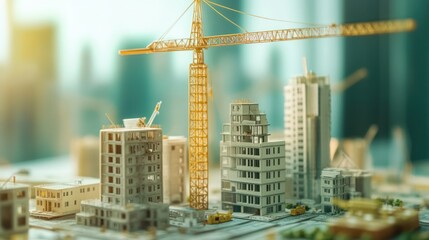 Miniature city model under construction