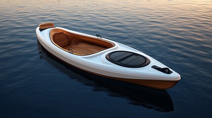 Single Kayak on Calm Water at Sunset